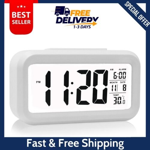 4.5" LED Display Digital Alarm Clock Battery Operated/Night Light with White