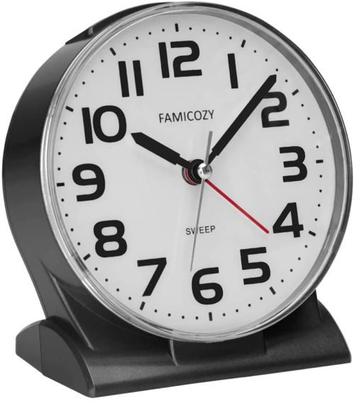 4.5" No Ticking Analog Alarm Clock,Silent Readable for Seniors,Easy to Set,Gradu