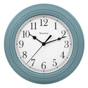 46994SF- Analog 9" Round Sea Fog Blue Simple Quartz Clock - Accurate...