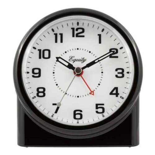 4.72 in. Large Black Analog Table Alarm Clock With Night Vision Technology