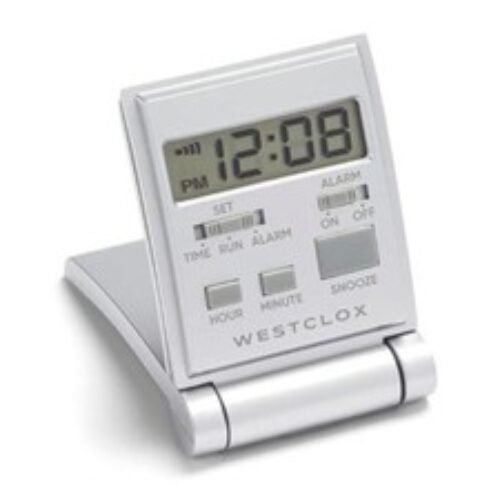 47508s Travelmate LCD Travel Folding Alarm Clock 5" Silver