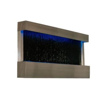 47 in. Indoor Wall-Mounted Mirror Waterfall Fountain with Pump, LED Lights, and...