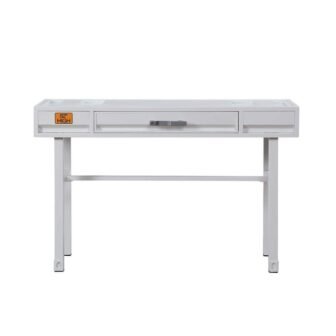 47 in. Rectangular White 1 Drawer Writing Desks with Built-In Storage