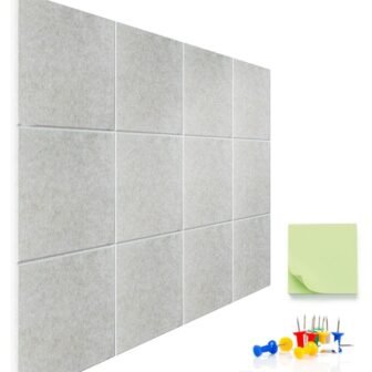 47 x 35 Large Cork Felt Wall Tiles Black Removable Adhesive for...