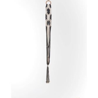 48 in. Off White with Black Dip Dye Woven Cotton Macrame Plant...