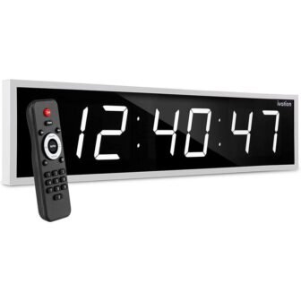 48 in. White Large Digital Wall Clock, LED Wall Clock with Stopwatch,...