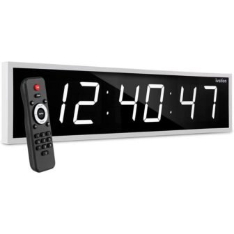 48 in. White Large Digital Wall Clock, LED Wall Clock with Stopwatch,...