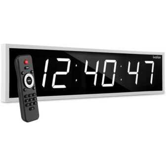 48 in. White Large Digital Wall Clock, LED Wall Clock with Stopwatch