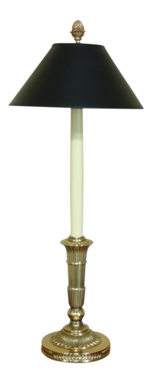 49266EC: ROBERT ABBEY Tall Regency Brass Table Lamp