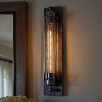 4 in. 1-Light Reddish Brown Industrial Wall Sconce, Retro Wall Light Fixture...