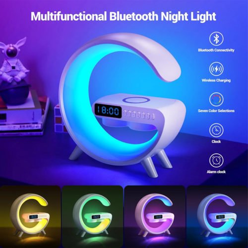 4 in 1 Wireless Charger Night Light App Control Bluetooth Speaker Alarm Clock