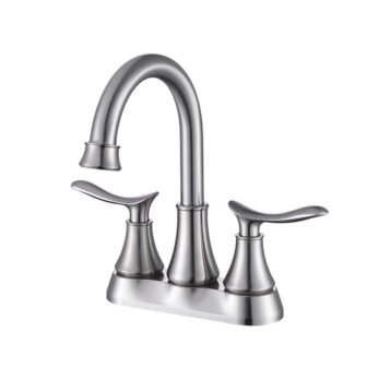 4 in. Centerset Double-Handle High Arc Bathroom Faucet with Pop-Up Drain and...