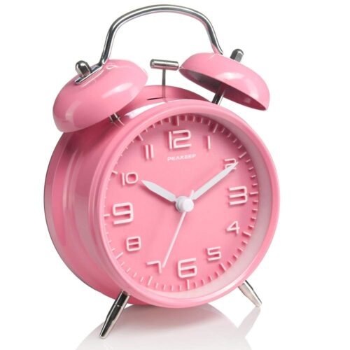 4 Inches Twin Bell Loud Alarm Clock for Heavy Sleepers Kids, Battery Operated...