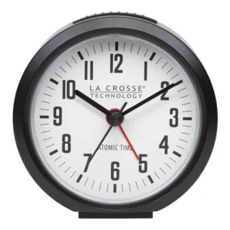 4 in. Round Black Atomic Analog Alarm Clock featured image