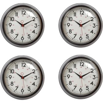 (4 Pack) 9.5 in.in Analog Glass Wall Clock Black