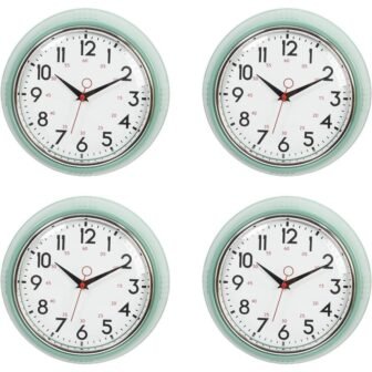 (4 Pack) 9.5 in.in Analog Glass Wall Clock - Green