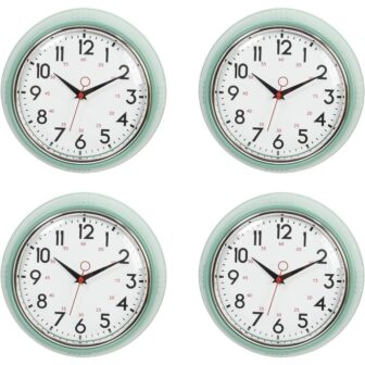 (4 Pack) 9.5 in.in Analog Glass Wall Clock Green