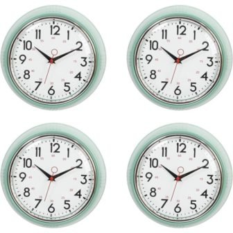 (4 Pack) 9.5 in.in Analog Glass Wall Clock Green