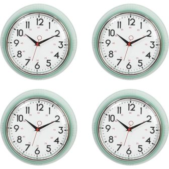 (4 Pack) 9.5 in.in Analog Glass Wall Clock Green
