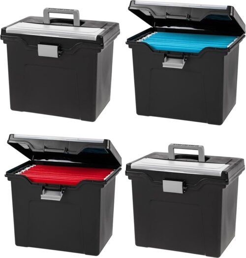 4 Pack USA Portable Letter/Legal File Tote Box BPA-Free Plastic Storage Bin Hot