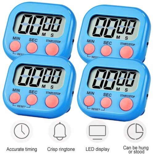 4Pcs Kitchen Timer Magnetic Digital Countdown Stopwatch With Stand Alarm Clock