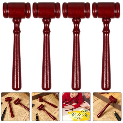 4 Pcs Mallet for Judge Hammer Children’s Toys Decorate Wooden