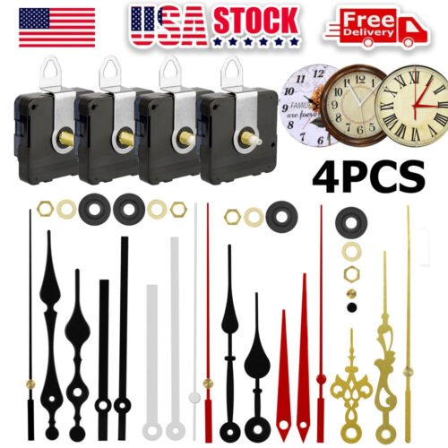 4PCS Wall Quartz Clock Movement Mechanism DIY Replacement Repair Tool Part Kit