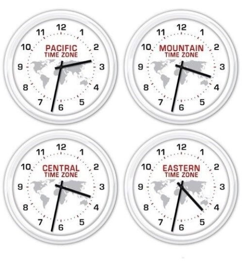 4 pk - Time Zones SILENT Wall Clock - World Globe Office Business Home Central