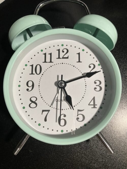 4" Twin Bell, Loud Analog Alarm Clock, Retro With Light | GREEN | Open Box / NEW