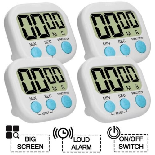 4X Kitchen Timer Magnetic LCD Digital Countdown Stopwatch With Stand Alarm Clock