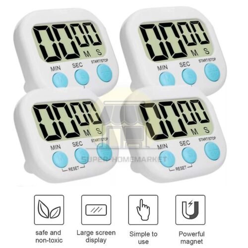 4X Kitchen Timer Magnetic LCD Digital Countdown Stopwatch With Stand Alarm Clock