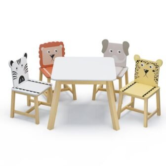 5-Piece MDF Top Kiddy Table and Chair Set with 4 Chairs Set...
