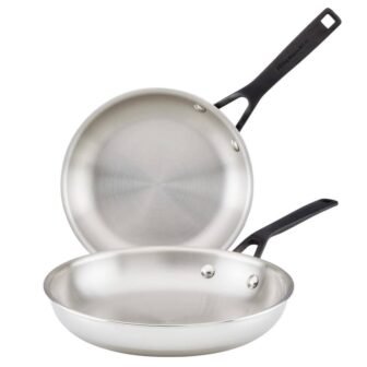 5-Ply Clad Stainless Steel 8.25 and 10 in. Stainless Steel Frying Pan...