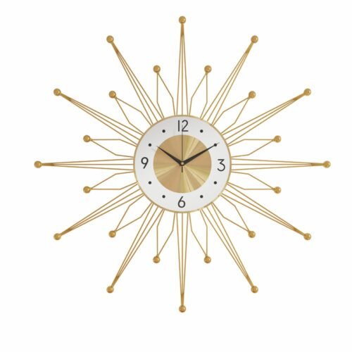 50CM Retro Metal Art Sunburst Clock Mid Century Modern Wall Vintage Clock Decor