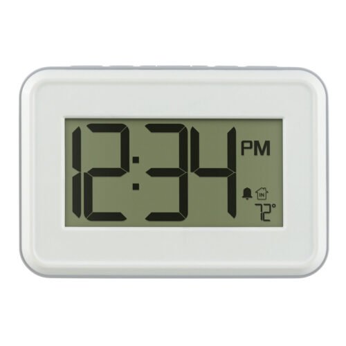 513-113W La Crosse Technology Digital Wall Clock with Indoor Temp & Timer White