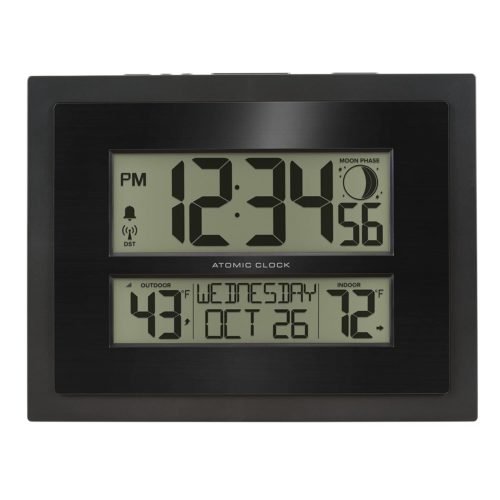 513-75624-INT Digital Atomic Clock with Outdoor Temperature and Moon Phase