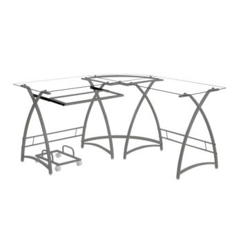 51 in. Silver Home Office L-Shaped Desk Computer Desk Writing Desk