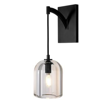 5.1in W 16.5 in. H 1-Light Black Modern Crystal Wall Sconce, Indoor...