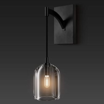 5. 1in W 16.5 in. H 1-Light Black Modern Crystal Wall Sconce,...