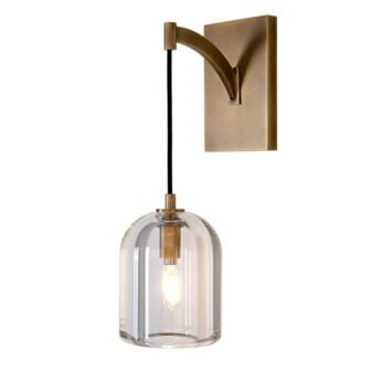 5.1 in. W 16.5 in. H 1-Light Gold Modern Crystal Wall Sconce,...