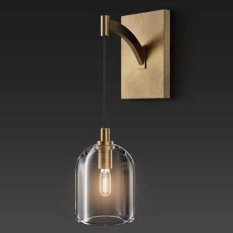 5.1 in. W 16.5 in. H 1-Light Gold Modern Crystal Wall Sconce,...