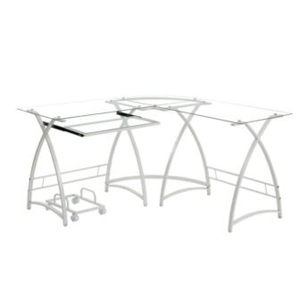 51 in. White Home Office L-Shaped Desk Computer Desk Writing Desk