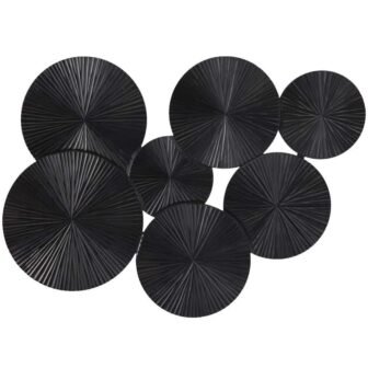 53 in. x 39 in. Wood Black Carved Pinwheel Plate Wall Decor