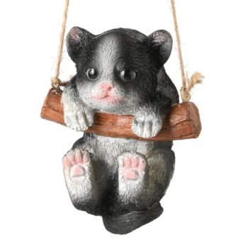 5.3" Swinging Black Kitten