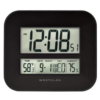 55014- Black Large Digital Wall Clock with Date & Temperature Display