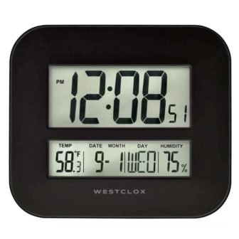 55014- Black Large Digital Wall Clock with Date & Temperature Display