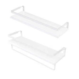 5.5 in. x 16.75 in. x 2.75 in. White Wood Floating Decorative...