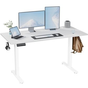 55 in. x 28 in. White Wood and Iron Home Office Computer...