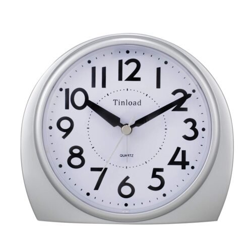 5.5" Large Analog Alarm Clock Silent Non Ticking, Gentle Wake, Beep Sounds, I...