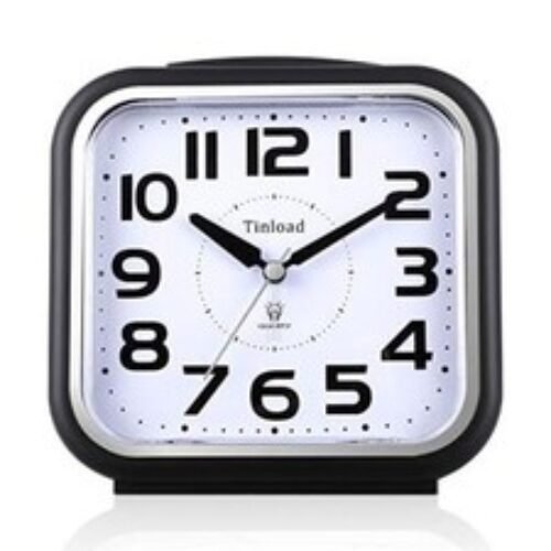 5.5" Silent Analog Alarm Clock Non Ticking, Gentle Wake, Beep Sounds, Black
